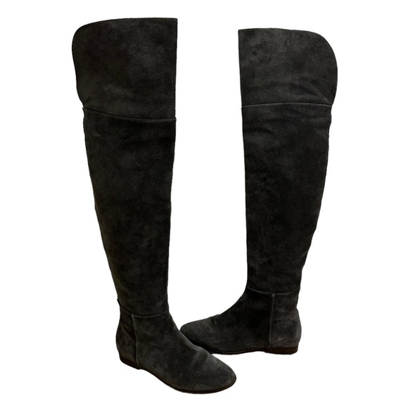 Joie Boots Over the Knee Thigh High Gray Suede Leather Pointed Toe Size 36 6 - Picture 3 of 9